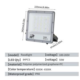 LED Floodlight, Outdoor Waterproof Strong Light, Ultra Bright Construction Site Factory RV Room Searchlight, Outdoor High-power Lighting Lamp (Option: 50W)