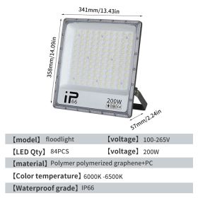 LED Floodlight, Outdoor Waterproof Strong Light, Ultra Bright Construction Site Factory RV Room Searchlight, Outdoor High-power Lighting Lamp (Option: 200W)