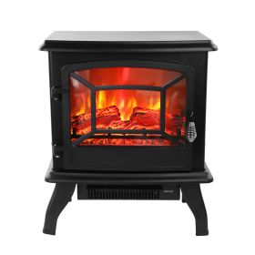 US SF507-17 120V 1400W 17in Fireplace, Black, Iron Sheet, Freestanding-Fake Firewood-Heating Wire (Color: Black)