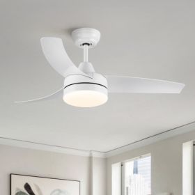 42 Inch Indoor White Ceiling Fan With LED Light (Color: White)