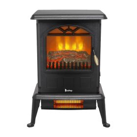 HT1108 1500w Vertical Fireplace Machinery Fake Firewood Single Color 2 Quartz Tubes Black (Color: Black)