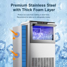 Commercial Ice Maker 100-150lbs/24H Ice Maker Machine, Auto Self-Cleaning, LED Digital Display, Blue Light (size: 150LBS)