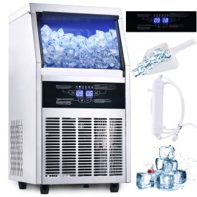 Commercial Ice Maker Machine, 90/110LBS/24H Under Counter Ice Maker, Stainless Steel Freestanding Ice Machine ,Self-Cleaning, Scoop (size: 90LBS)